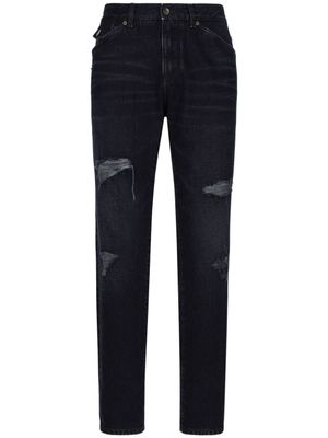 Dolce & Gabbana jean droit à logo appliqué - Noir