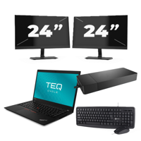 Lenovo ThinkPad T490s - Intel Core i5-8e Generatie - 14 inch - 16GB RAM - 256GB SSD - Windows 11 Home + 2x 24 inch Monitor