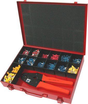 Assort.kist kabelschoenen+tang