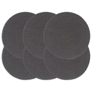 VidaXL Placemats 6 st rond 38 cm katoen effen donkergrijs