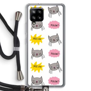 Meow: Samsung Galaxy A42 5G Transparant Hoesje met koord