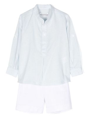 AMAYA ensemble chemise-short à fines rayures - Bleu