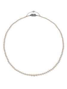 Pragnell Vintage collier Art Deco en or blanc 18ct orné de perles et diamants - Argent