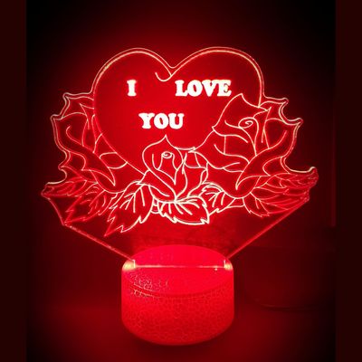 3D LED LAMP - ROOS MET HART 2 - Ontwerp-zelf.nl