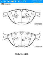 Remblokkenset, schijfrem ATE Ceramic ATE, u.a. für BMW