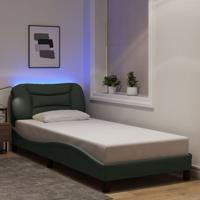 Bedframe met LED zonder matras 90x200 cm stof donkergrijs