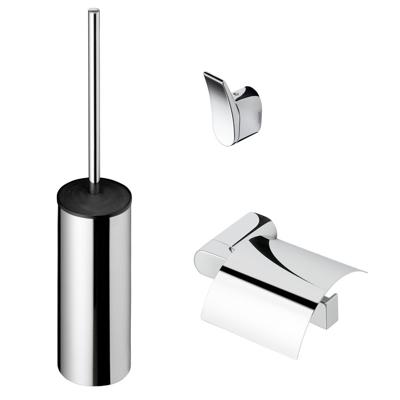 Toiletaccessorieset Geesa Wynk | Toiletborstel met houder - Toiletrolhouder met klep - Handdoekhaak | Chroom