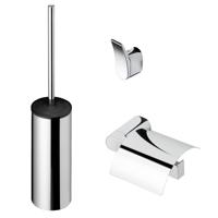 Toiletaccessorieset Geesa Wynk | Toiletborstel met houder - Toiletrolhouder met klep - Handdoekhaak | Chroom