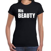 His beauty t-shirt zwart met witte letters voor dames - thumbnail