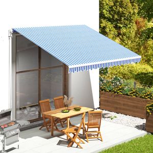 VidaXL Vervangingsdoek voor luifel 4x3,5 m blauw en wit
