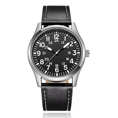 Elegant zilverkleurig herenhorloge met zwarte lederen band Elegant zilverkleurig herenhorloge met zwarte lederen band