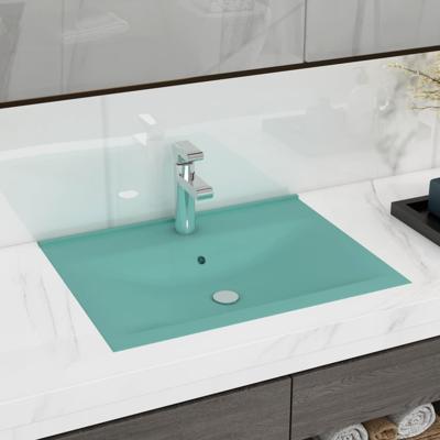 Wastafel met kraangat 60x46 cm keramiek mat lichtgroen