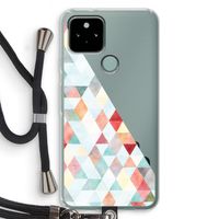 Gekleurde driehoekjes pastel: Pixel 5 Transparant Hoesje met koord