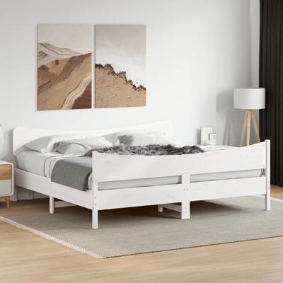 Bedframe zonder matras massief grenenhout wit 200x200 cm