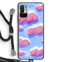 Roze wolken met vogels: Xiaomi Redmi Note 10 5G Transparant Hoesje met koord