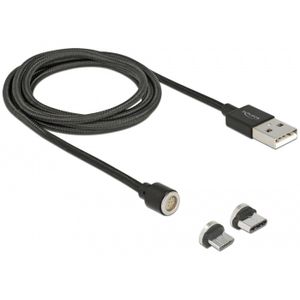 DeLOCK Magnetische USB data- en laadkabel set voor Micro USB / USB Type-C kabel 1,1 meter