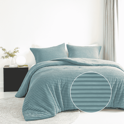 Dekbedovertrek Teddy Rib Jade Tweepersoons (200x200 Cm) Groen Microvezel Strepen Fresh And Co - Overtrek - 200x200 Cm (Tweepersoons) - Fresh And - Dekbed-Discounter.nl