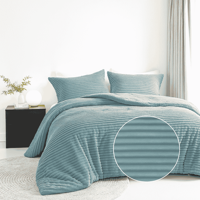 Dekbedovertrek Teddy Rib Jade Tweepersoons (200x200 Cm) Groen Microvezel Strepen Fresh And Co - Overtrek - 200x200 Cm (Tweepersoons) - Fresh And - Dekbed-Discounter.nl