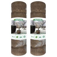 Plantenhoes jute - 2x stuks - H100 x D75 cm - naturel - wintermotief - anti-vorst beschermhoes - thumbnail