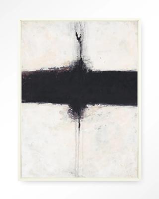 Urban Cotton Wandkleed 'Abstract 3' 110 x 145cm in Floating Frame - off white