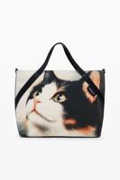 Grote shopper tas met kat - BLACK - U