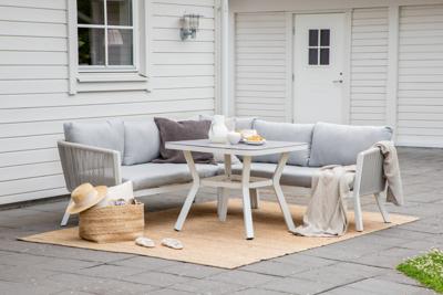 Nohr Loungeset 'Sauel' Met hoekbank en tafel, kleur Grijs/Wit