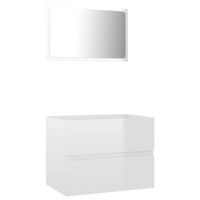 The Living Store Badkamermeubelset - Hoogglans wit - Spiegel- 60 x 1.5 x 37 cm - Kast- 60 x 38.5 x 45 cm - 1 lade