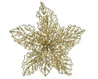 Poinsettia plastic d23,50h10 cm goud Everlands - Everlands