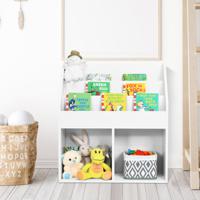 Boekenkast voor Kinderen Speelgoedrek van Hout met 3-Traps Vak en 2 Planken 2-In-1 Kinderrek Opbergrek Wit 70 x 30 x 80 cm