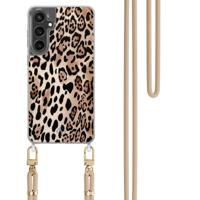 Samsung Galaxy S24 FE hoesje met beige koord - Golden wildcat Samsung Galaxy S24 FE hoesje met beige koord - Golden wildcat