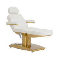 Behandelstoel elektrisch - 300 W - 195 x 60 x 62 - 82 cm - 200 kg - wit/goud - verwarmbaar - 120° draaibaar