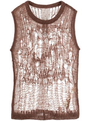 Rick Owens débardeur Spider en maille ajourée - Marron