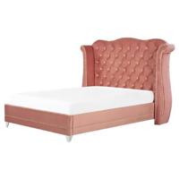 Beliani - AYETTE - Tweepersoonsbed - Roze - 160 x 200 cm - Fluweel