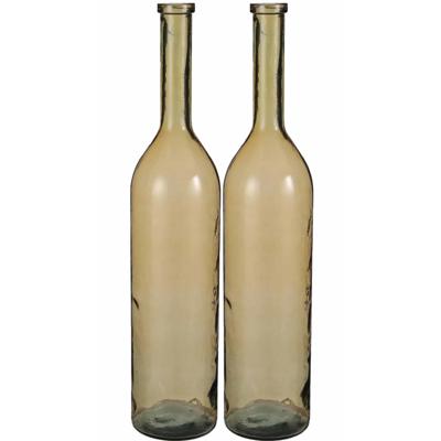 Flesvaas groot - Set van 2x stuks - Rioja - okergeel transparant - eco glas - 21 x 100 cm