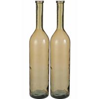 Flesvaas groot - Set van 2x stuks - Rioja - okergeel transparant - eco glas - 21 x 100 cm
