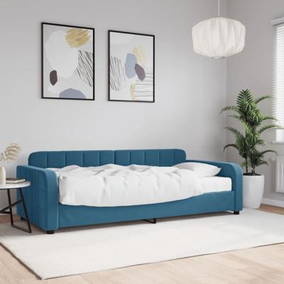 Slaapbank met matras 90x200 cm fluweel blauw