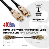 CLUB3D HDMI 2.0 UHD Active Optical Kabel HDR 4K 60Hz M/M 30 meter - thumbnail