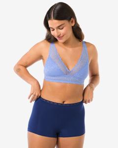 HEMA Damesboxer Naadloos Met Kant Donkerblauw (donkerblauw)