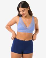 HEMA Damesboxer Naadloos Met Kant Donkerblauw (donkerblauw)
