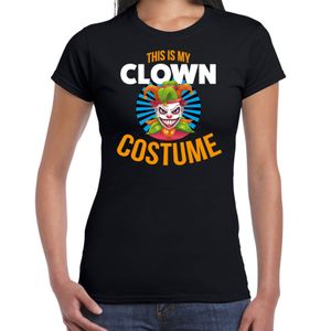 Clown costume halloween verkleed t-shirt zwart voor dames 2XL  -