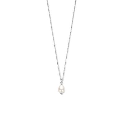 Ketting zilver-zoetwaterparel wit 1,1 mm 45 cm