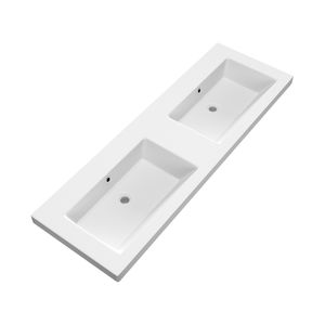 Wastafel Voor Meubel Exclusive Line Foggia 140 cm Mat Wit 0 kraangaten