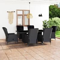 7-delige Tuinset met kussens poly rattan donkergrijs