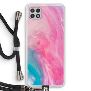 Roze explosie: Samsung Galaxy A22 4G Transparant Hoesje met koord