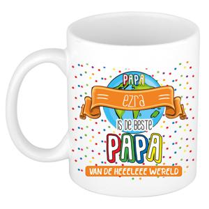 Naam mok papa Ezra - wit - de beste - keramiek - 300 ml - Vaderdag/verjaardag