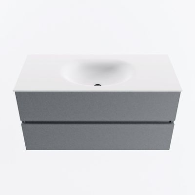 MONDIAZ VICA 100cm badmeubel onderkast Plata 2 lades. Wastafel MOON midden zonder kraangat, kleur Talc.