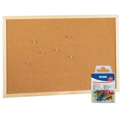 Prikbord 60 x 40 cm - met 40 stuks grote punaises - Kinderkamer - keuken prikborden Prikbord 60 x 40 cm - met 40 stuks grote punaises - Kinderkamer - keuken prikborden