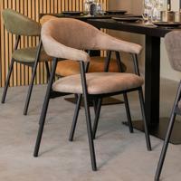 LABEL51 Eetkamerstoel Amaze - Taupe - Micro Suede - Black Frame