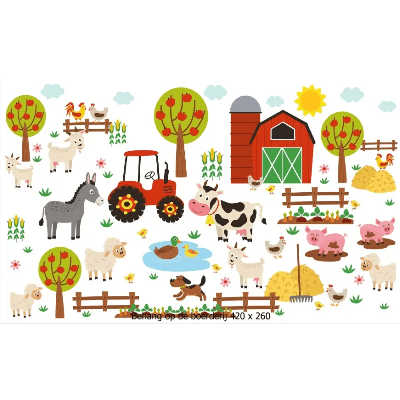 Designed4Kids wandvullend behang kinderkamer op de boerderij-420 x 260 cm