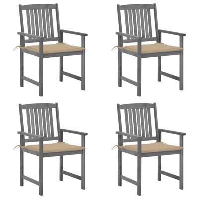 Tuinstoelen 4 st met kussens massief acaciahout grijs